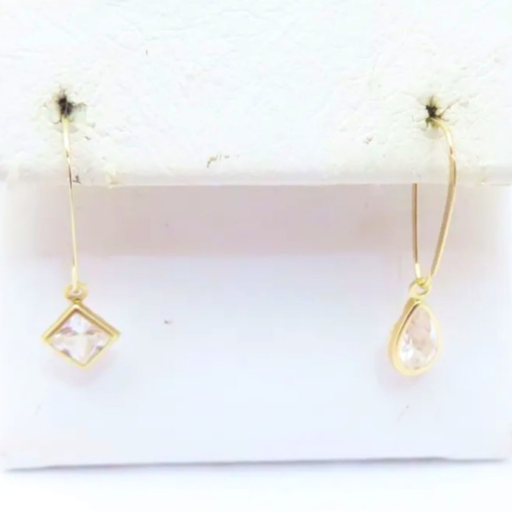 Solid 14k yellow gold earrings - asymmetrical & modern
